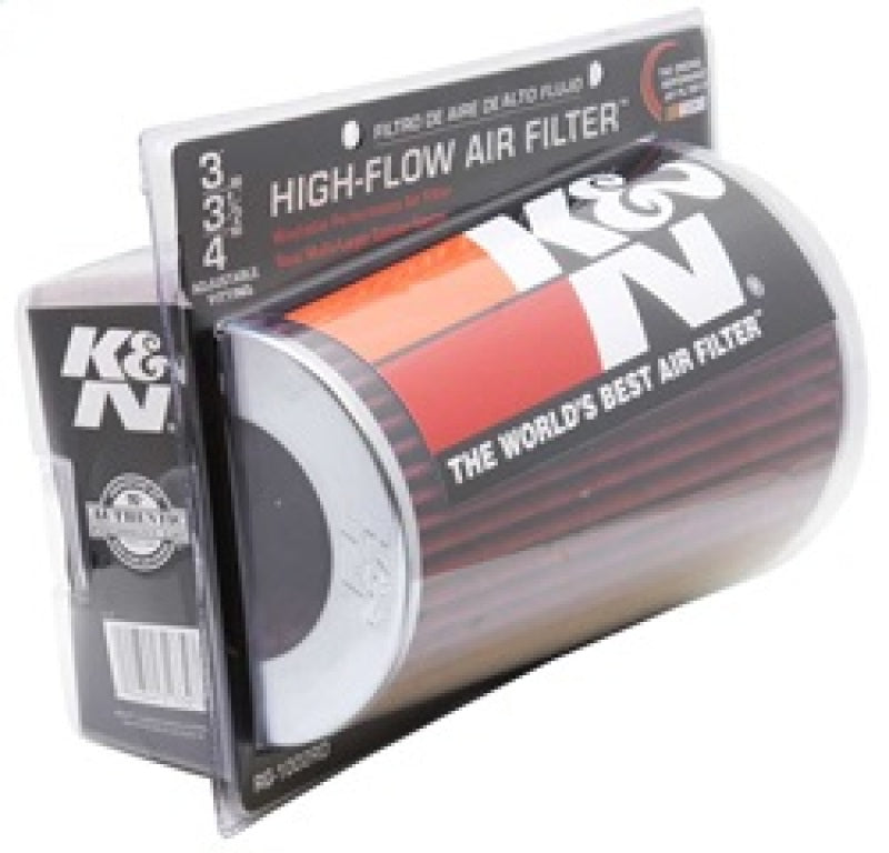 K&N Universal Air Filter Chrome Round Tapered Red - 4in Flange ID x 1.125in Flange Length x 9.5in H