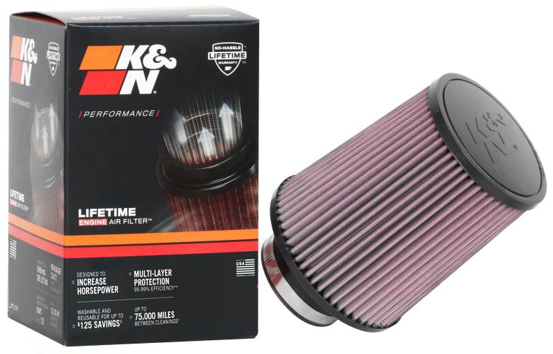 K&N Universal Clamp-On Air Filter 3-1/8in FLG / 6in B / 5in T / 7in H