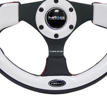 Load image into Gallery viewer, NRG Reinforced Steering Wheel (320mm) Blk w/White Trim &amp; 4mm 3-Spoke