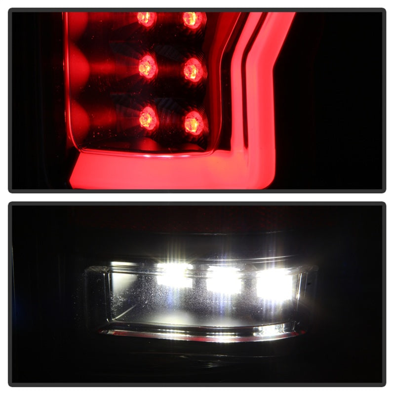 Spyder 04-08 Ford F-150 Projector Tail Lights - Light Bar DRL LED - Black ALT-YD-FF15004V2-LBLED-BK