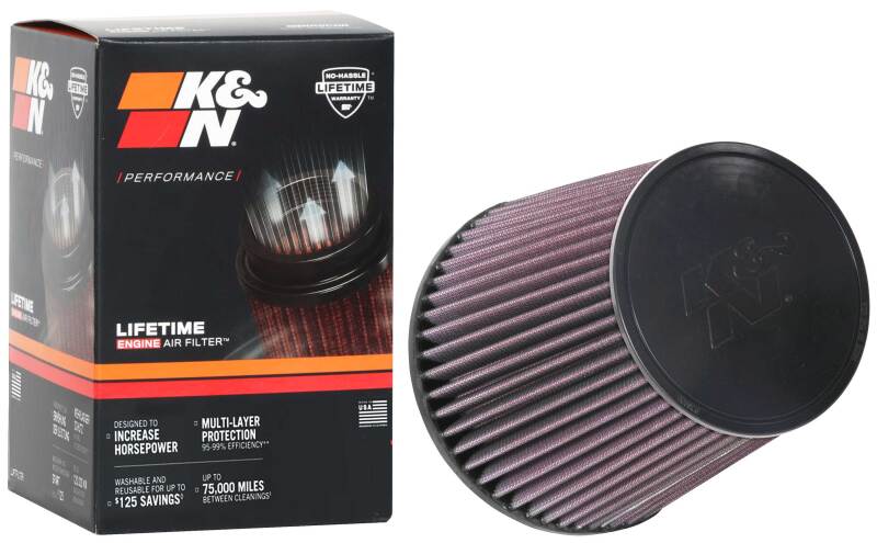 K&N Universal Clamp-On Air Filter 5in FLG / 6-1/2in B / 5in T / 6-1/2in H