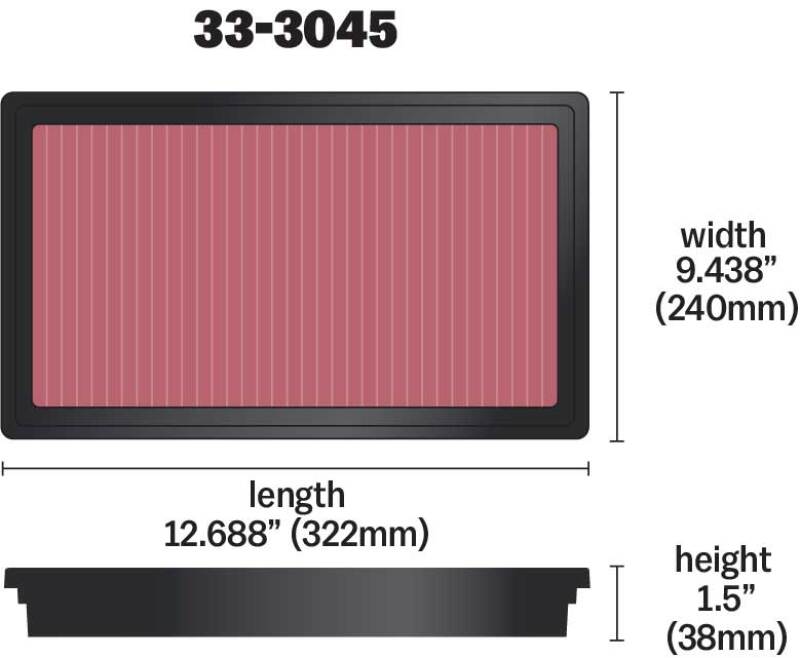 K&N 2016 TOYOTA HILUX REVO 2.8L L4 DSL Drop In Air Filter