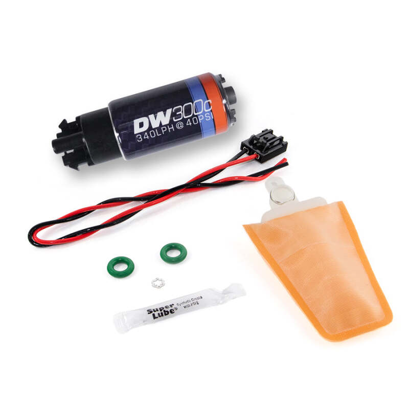 DeatschWerks 340lph DW300C Compact Fuel Pump w/ 04+ Lotus Elise/Exige Set Up Kit (w/ Mounting Clips)