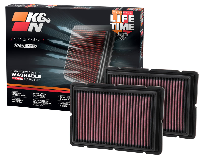 K&N Replacement Air Filter 05-09 Ferrari F360 11.125in O/S Length x 7.625 O/S Width x 1.313in H