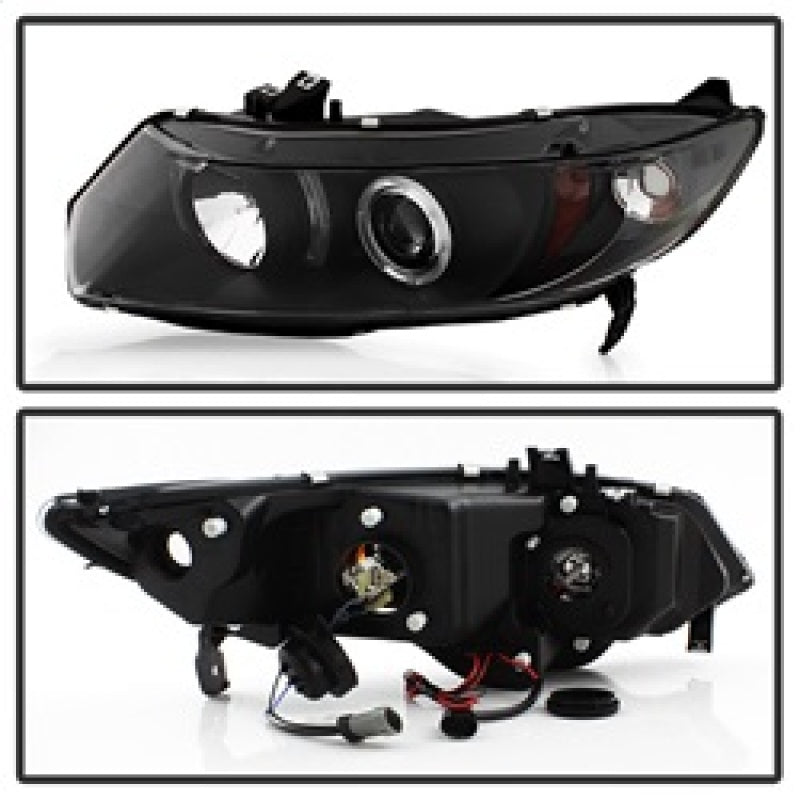 Spyder Honda Civic 06-08 2Dr Projector Headlights LED Halo Black High H1 Low H1 PRO-YD-HC06-2D-HL-BK