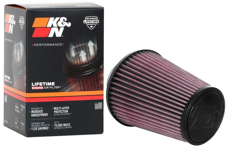 K&N Universal Tapered Filter 3in Flange ID x 6in Base OD x 4in Top OD x 6.75in Height