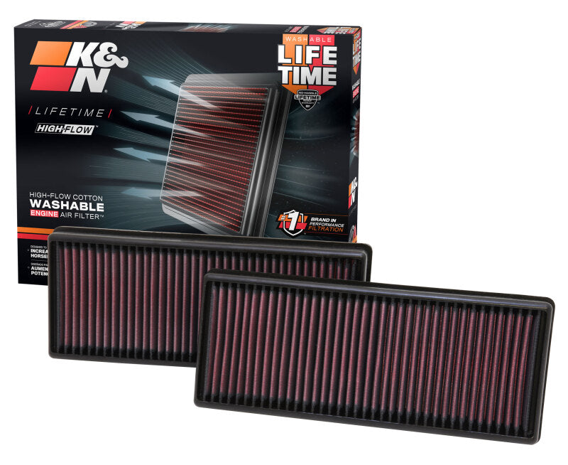 K&N Replacement Air Filter 12.563in O/S Length x 5.25in O/S Width x 1.625in H (Inc 2 Filters)