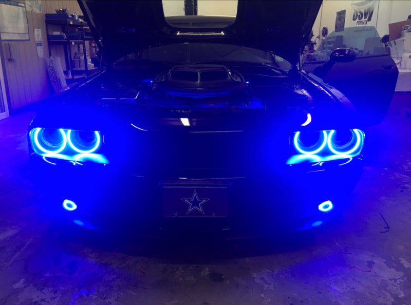 Oracle 15-21 Dodge Challenger Waterproof LED Fog Light Halo Kit - ColorSHIFT SEE WARRANTY