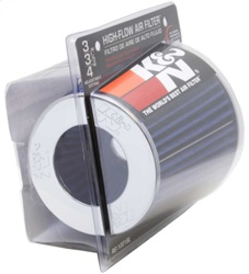 K&N Universal Air Filter Chrome Round Tapered Blue - 4in Flange ID x 1.125in Flange Length x 5.5in H