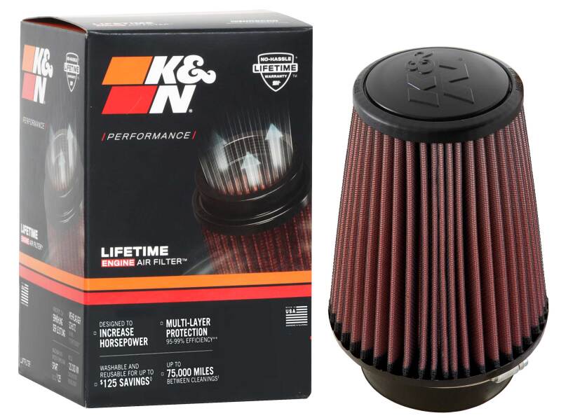 K&N Universal Clamp-On Air Filter 4in FLG / 6in B / 4in T / 7in H