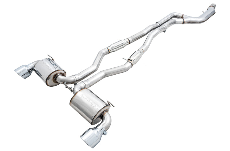 AWE 2020 Toyota Supra A90 Resonated Touring Edition Exhaust - 5in Chrome Silver Tips