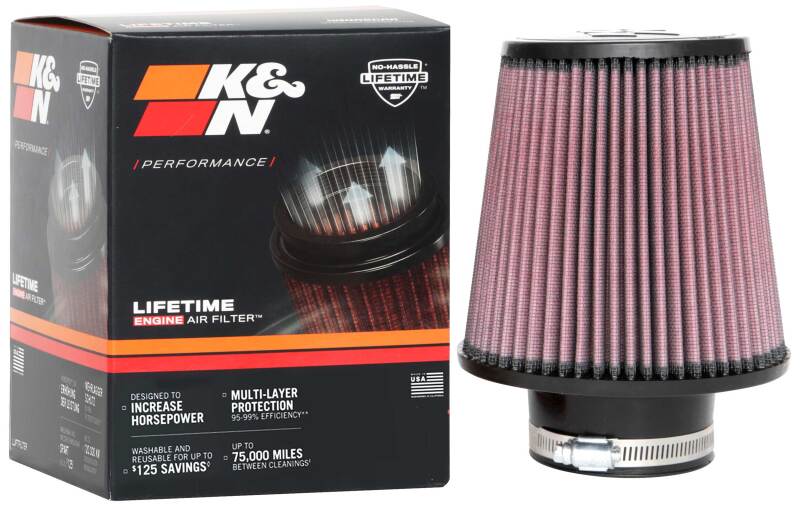 K&N Universal Clamp-On Air Filter 3in FLG / 6in B / 4-1/2in T / 6in H