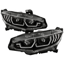 Load image into Gallery viewer, Spyder Honda Civic 16-18 2DR/4DR/Hatchback Headlight Black PRO-YD-HC16PL-SEQ-BK