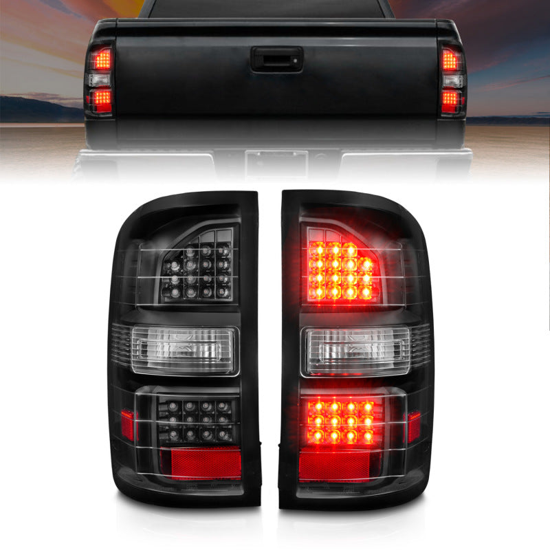 ANZO 2014-2018 GMC Sierra LED Tail Lights Black Housing Clear Lens