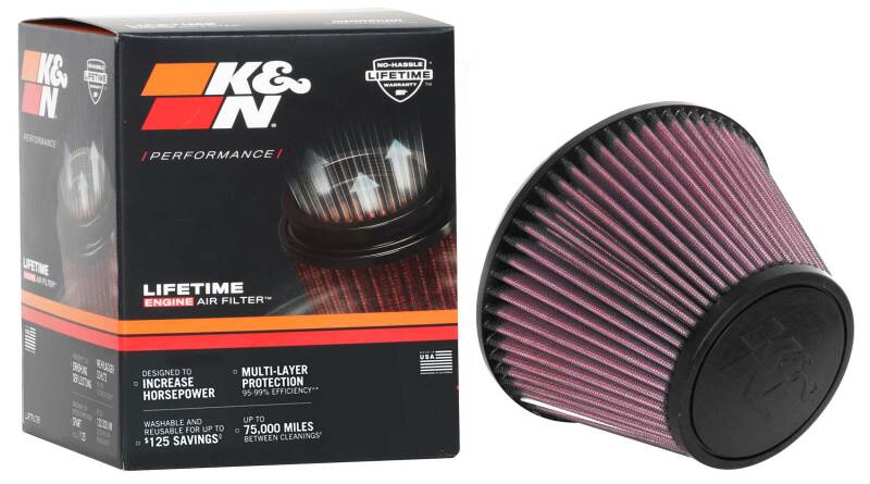 K&N Universal Clamp-On Air Filter 6in FLG / 7-1/2in B / 4-1/2in T / 5in H