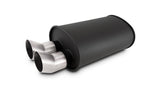 Vibrant Streetpower Flat Blk Muffler 9.5x6.75x15in Body 2.5in Inlet ID 3in Tip OD w/Dual DTM Tips