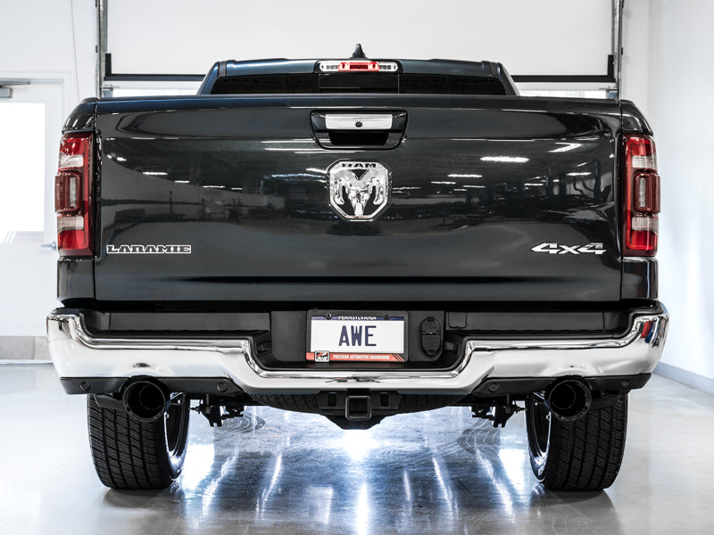 AWE Tuning 19-21 RAM 1500 5.7L (w/Cutouts) 0FG Dual Rear Exit Cat-Back Exhaust - Diamond Black Tips