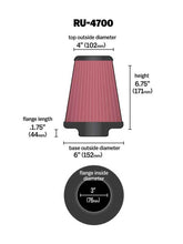 Load image into Gallery viewer, K&amp;N Universal Tapered Filter 3in Flange ID x 6in Base OD x 4in Top OD x 6.75in Height