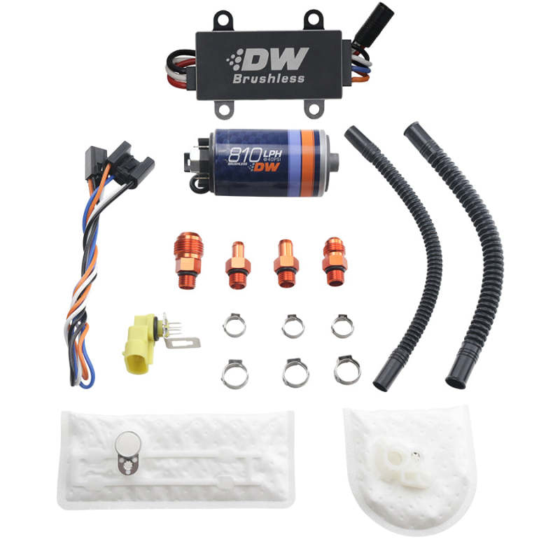 Deatschwerks DW810 Brushless 810lph fuel pump with controller and install kit.