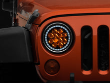 Load image into Gallery viewer, Raxiom 97-18 Jeep Wrangler TJ/JK Axial Spider LED Headlight w/ Amber DRL- Chrome Hsng (Clear Lens)